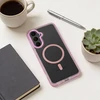 Oem Dėklas na Samsung A37 Frame Cleear Hybrid Mag Cover suderinamas su MagSafe pudra rožine