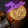 TelForceone Neoninė PLEXI LED PUMPKIN WITCH violetinės spalvos inė oranžinė FPNE17"Forever" šviesiai