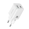 Laidinis įkroviklis Dux Ducis C80 Super Si – USB + Type C – PD 30W QC 3.0 18W 3A baltos spalvos