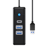 Orico Hub adapteris USB prie 2x USB 3.0 + USB-C, 5 Gbps, 0.15 m (juodas)