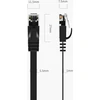 Orico PUG-C6B CAT6 1000Mbps RJ45 Ethernet tinklo kabelis, plokščias interneto LAN, 1m - Juodas