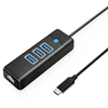 Orico PW3UR25-C3 USB šakotuvas 4 prievadų 3x USB-A 3.0 1x RJ45 2.5G Ethernet 1.8m - Juodas