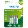 PHILIPS įkraunamų baterijų AAA NiMH 1000mAh rinkinys, 4 vnt.