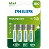 PHILIPS Rechargable batttery AA NiMH 2100mAh set of 4pcs.