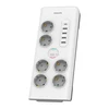 Sumuštinių keptuvas Philips Apsauga nuo viršįtampių SPN7060WA/58, 6 lizdai, 2 m maitinimo laidas, 1 x C tipo prievadas, maks. 15 W išvestis, 4 x A tipo jungtys, maks. 20 W išėjimas, 900 džaulių apsauga nuo viršįtampių