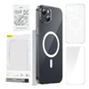 Telefono dėklas Baseus Magnetic Crystal Clear, skirtas iPhone 13 (skaidrus) su viso grūdinto stiklo ekrano apsauga ir valymo rinkiniu