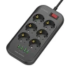Ilgintuvas su 6 AC lizdais 4x USB LDNIO 2m - juoda