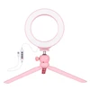 Puluz tripodas su žiedine LED lempa 16 cm, rožinis