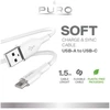 Puro Elektrik Puro Soft duomenų perdavimo ir įkrovimo kabelis | USB-A į USB-C | 18 W | 1,5 m | baltas