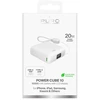 Puro 10000mAh 20W USB-C USB-A išorinė baterija su ekranu ir integruotu USB-C laidu - Baltas