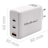 Adapteris Įkroviklis tinklo 100 W gan 5-20 V 15-5 A 2 x usb-c pd 1 usb qc 3.0 baltas Qoltec