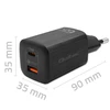 QOLTEC 50766 GaN ULTRA 65W charger / 5-20V / 2.25 3.25A / 1 x USB type C PD / 1x USB / Juodas