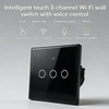 Qoltec Inteligentny dotykowy 3-kanałowy jungiklis wyłącznik światła | Wi-Fi | Timer | Tuya | Smart life | Hartowane szkło | Juodas