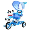 Ramiz Triratis "Panda" mėlynas + garsai + stogelis + barjeras + atrama kojoms + rankena + laikymo skyrius