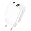 Rock Laidinis įkroviklis T43 – USB + Type C – QC 3.0 PD 20W 3A baltos spalvos