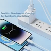 Rock Laidinis įkroviklis T43 – USB + Type C – QC 3.0 PD 20W 3A baltos spalvos