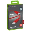 SBS duomenų perdavimo ir įkrovimo kabelis | USB-C į USB-C | 1,5 m | raudonas