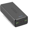 Fast charge power bank: 20,000 mAh, 2 USBs juodos spalvos