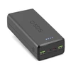 Fast charge power bank: 20,000 mAh, 2 USBs juodos spalvos