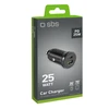 SBS TECRPD25W automobilinis įkroviklis 25W USB-A USB-C su Power Delivery – juodos spalvos