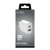 SBS TETRPD20W 20W USB-A USB-C sieninis įkroviklis su maitinimo tiekimu – baltas