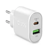 SBS TETRPD20W 20W USB-A USB-C sieninis įkroviklis su maitinimo tiekimu – baltas