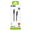 SBS TECABLETCC20BK USB-C kabelis - USB-C 25W Power Delivery 1.5m - pilkos spalvos