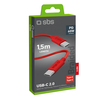 SBS TECABLETISSUETCCR USB-C – USB-C 1.5m 60W pintas kabelis – raudonos spalvos