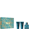 Versace rinkinys: Pour Homme tualetinis vanduo vyrams, 50 ml + Pour Homme balzamas po skutimosi, 50 ml + Pour Homme plaukų ir kūno losjonas visų tipų odai, 50 ml
