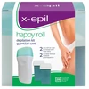 Set X-Epil: Happy Roll Aloe Vera Silky Finish Depilatory Wax Refill Body, 2 vnt., 50 ml + Happy Roll Aloe Vera Silky Finish Depilatory Wax Papildomas Body, 50 ml + X-Epil Hair Removal Wax Strips For Legs, 10 vnt.