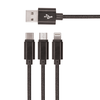 Telforceone „Setty“ 3in1 USB nailono laidas, juodas, R