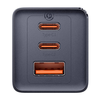 Sieninis įkroviklis Baseus GaN5 2x USB-C + USB 65W + kabelis 1m - Pilkas