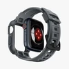 „Spigen Rugged Armor Pro“ dirželis su dėklu, skirtas „Apple Watch 4/5/6/7/8/9/SE 44/45 mm“ (tamsiai pilkas)
