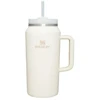 Stanley Thermos bottle with straw The Quencher H2.0 Tumbler 1.90L in cream color
