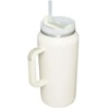 Stanley Thermos bottle with straw The Quencher H2.0 Tumbler 1.90L in cream color