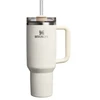 Stanley Thermos mug with straw The Quencher H2.0 Fluted Tumbler 1.18L in glossy cream color