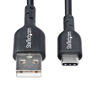 „StarTech“ 1 m USB-A į USB-C kabelė, juoda/laidas, USB 2.0 duomenų perdavimas