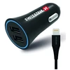 Swissten Premium automobilinis įkroviklis 12 - 24V / 1A + 2.1A + Lightning duomenų kabelis 1,2m