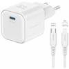 „Swissten“ kelioninis įkroviklis GaN USB-C 35 W PD + duomenų kabelis USB-C – „Lightning“ 1,2 m