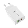 Tinklo įkroviklis T-PHOX SPEEDY USB-C 20W + USB 18W QC 3.0 baltos spalvos