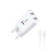 ŁAD SIEC T-PHOX POCKET SERIES 2xUSB TCC-224 12W + LAIDAS USB-C baltos spalvos
