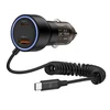 Tech Protect CC05 automobilinis įkroviklis su 2 prievadais, PD60 W, USB-C laidas - Juodas