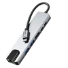 Tech-Protect HB02 HUB Adapteris 6in1 USB-C + USB2.0 + USB3.0 + HDMI 4K 30Hz + RJ45 + PD100W - pilka