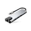 Tech-Protect HB02 HUB Adapteris 6in1 USB-C + USB2.0 + USB3.0 + HDMI 4K 30Hz + RJ45 + PD100W - pilka