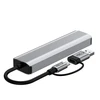 Tech-Protect HB03 HUB Adapteris 5in1 USB-C + USB2.0 + USB3.0 + RJ45 - pilka