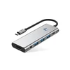 Tech-Protect HB04 HUB Adapteris 9in1 USB-C + USB2.0 + USB3.0 + HDMI 4K 60Hz + SD / TF + PD100W + AV3.5 - pilka