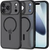 „TECH-PROTECT MagCam“ telefono dėklas su „MagSafe“ palaikymu, skirtas „Apple iPhone 17 Pro“, matinės juodos spalvos.