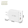 Tech-Protect NC200W-GAN 4-port laidinis įkroviklis PD 200W / QC3.0 baltos spalvos