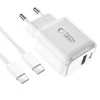 Tech-Protect NCA30 PD 30W QC3.0 USB-A / USB-C sieninis įkroviklis + USB-C / USB-C laidas 100 cm - Baltas