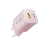 „Tech-Protect NCM33W“ 2 prievadų PD33W/QC3.0 sieninis įkroviklis – rožinis